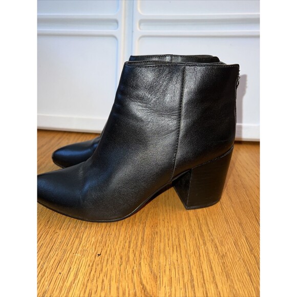 STEVE MADDEN Black‎ Leather High Heel Ankle Boots, back zip 7.5 M - Picture 3 of 7